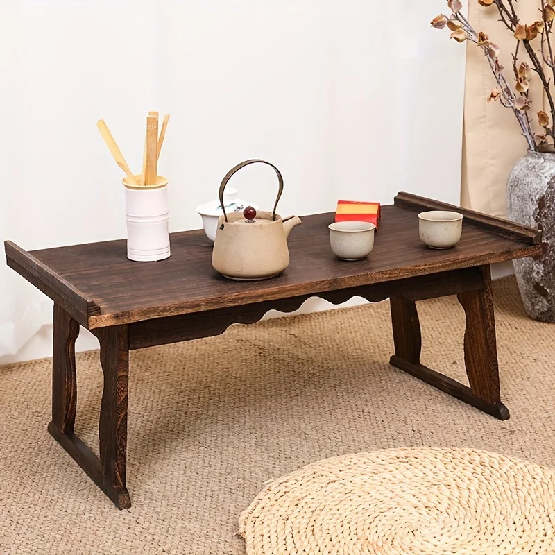 

Wooden Japanese Table Small Coffee Table Bay Window Meditation Altar Low Sitting On the Floor Bed Table Tray Foldable Legs