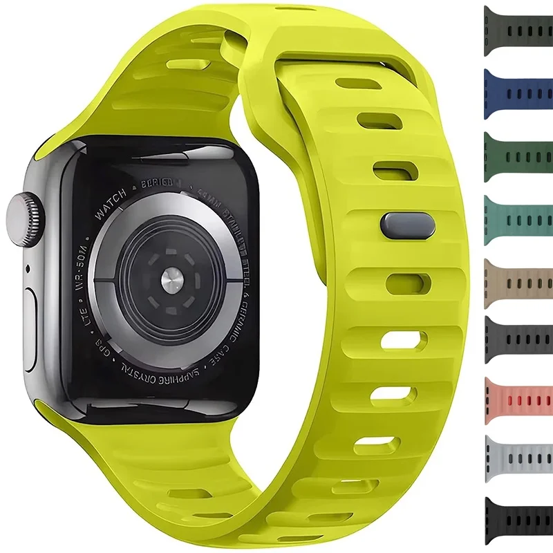 

Soft Silicone Strap For Apple Watch Band 49mm 44mm 45mm 42mm 41mm 40mm 38mm Sports Bracelet iWatch Serise 9 8 7 6 SE Ultra 3 2 1