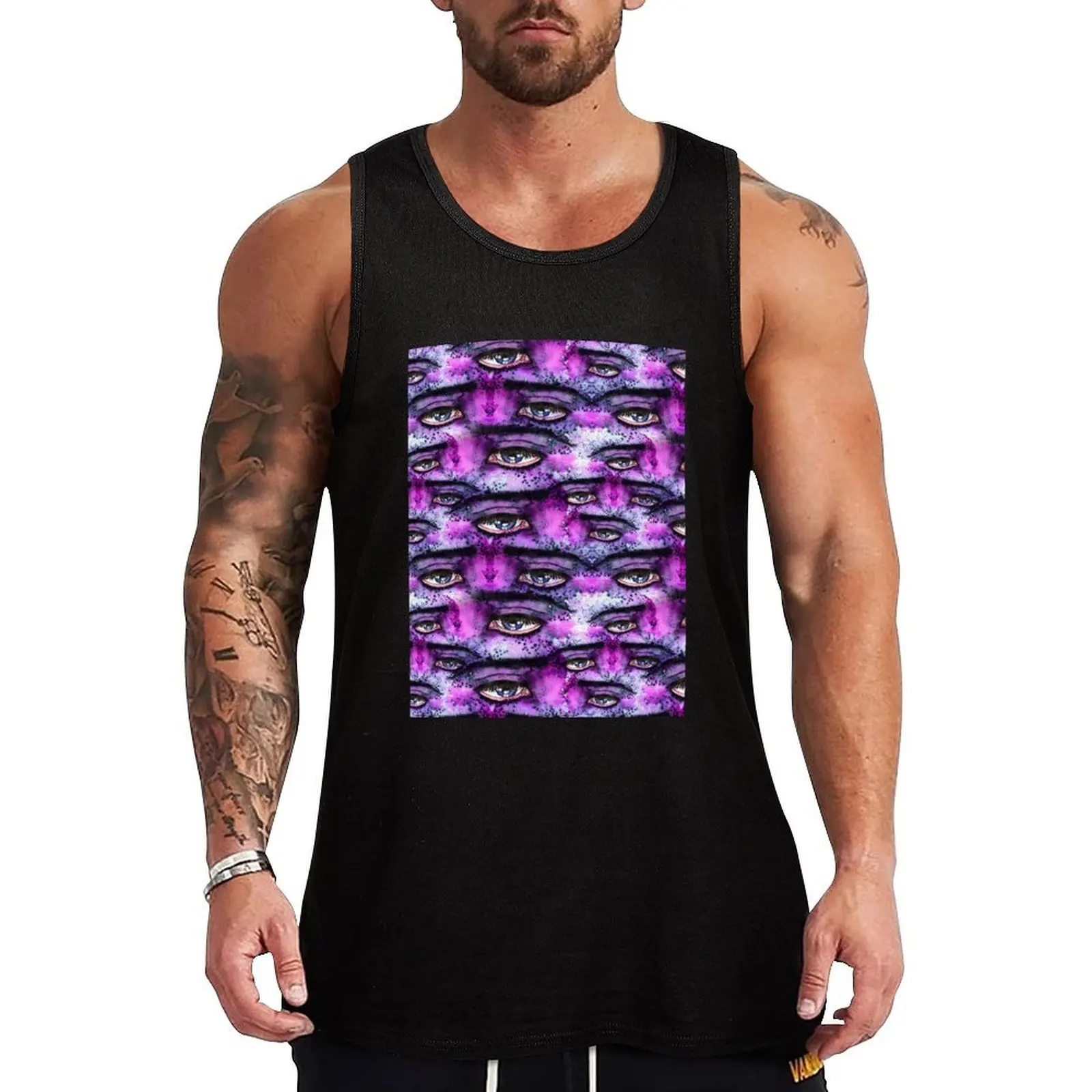 

eyes contact Tank Top T-shirt sports sports t-shirts for men Men's fitness t-shirt