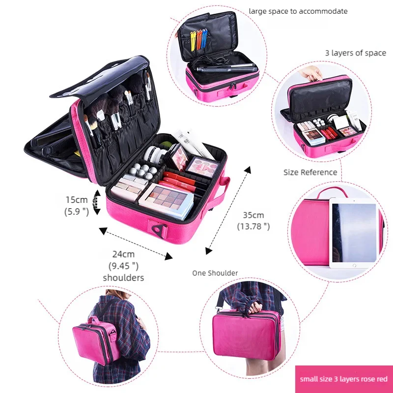 New Oxford Cloth Makeup Bag Travel Necessary Cosmetic Case Compartments Large Capacity Beauty Brush Embroidery Tool Storage