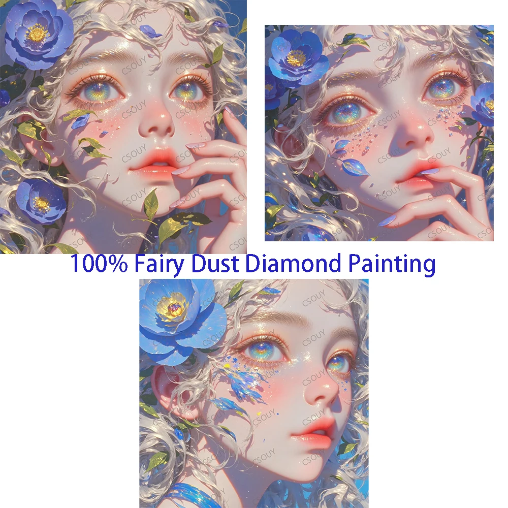 

Beauty Dream Girl 100% Fairy Dust Diamond Painting Stones Crystal, with Rhinestones, Cross Stitch,Mosaic Embroidery,AB Drills