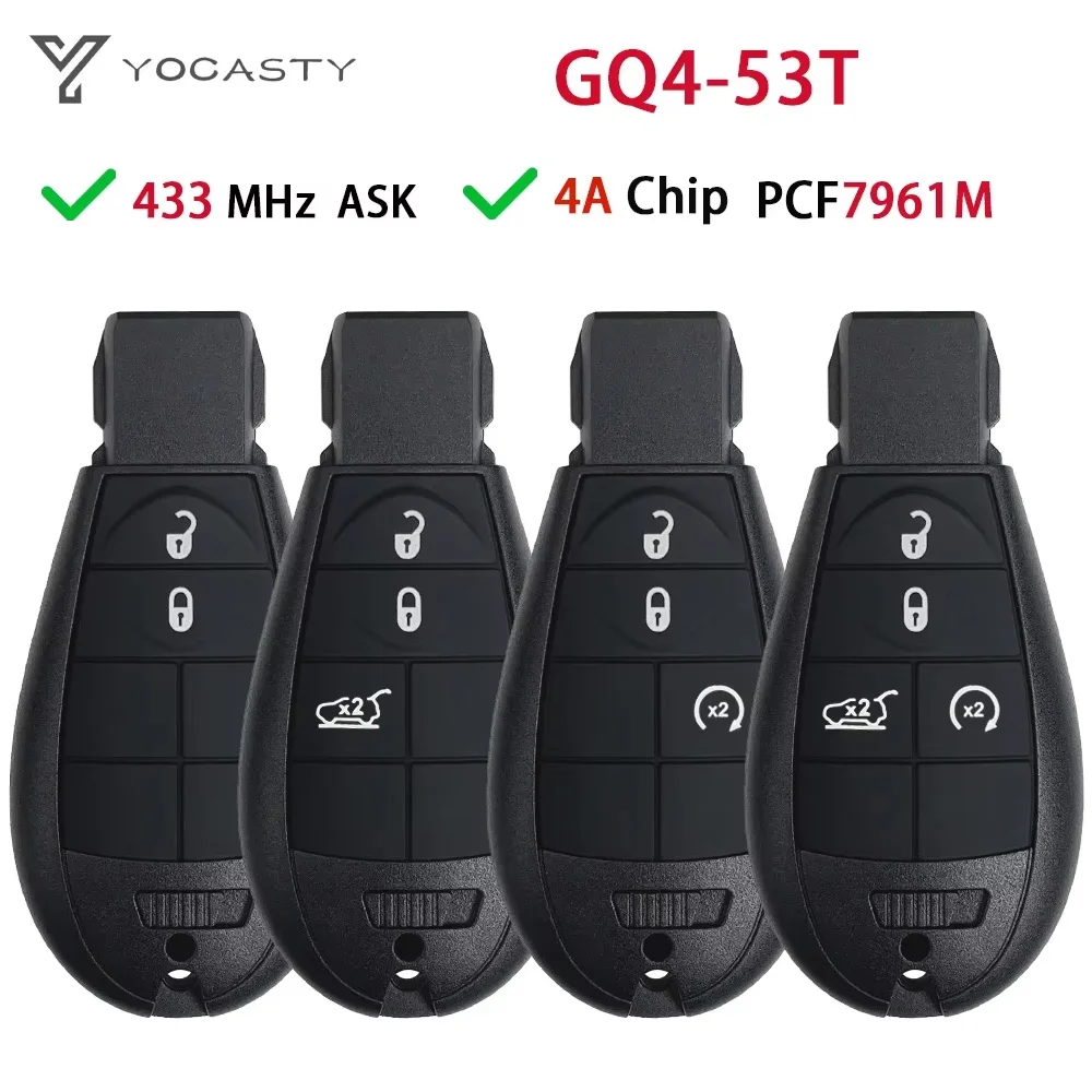 

YOCASTY GQ4-53T Remote Car Key Fob 433MHz 4A Chip PCF7961M For Jeep Cherokee Sport KL 2014 2015 2016 2017 2018 2019 Fobik