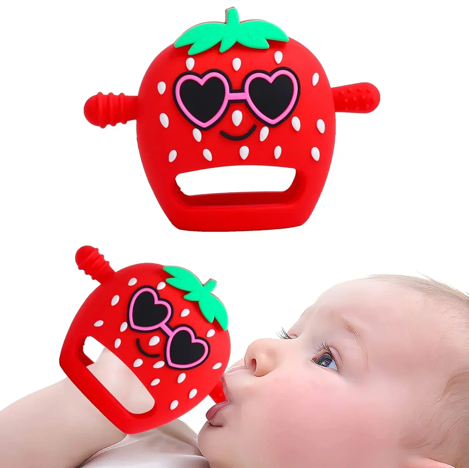 Baby Anti Eating Hand Fruit Silicone Gloves Dental Glue Baby Tooth Grinding Stick Cartoon Comfort Bite Glue Toy Baby Accessories