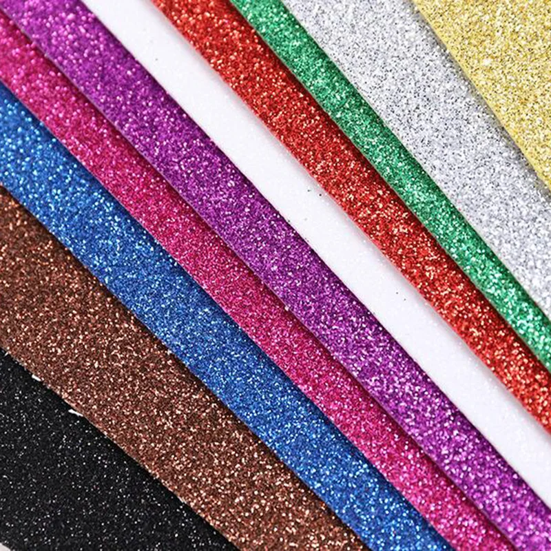 10pc Flash Thick Sponge Paper With Adhesive Rubber Glitter Powder EVA Foam Paper Diy Kid Creative Paper Craft Scrapbooking Decor