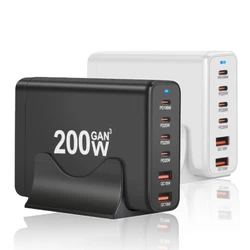 200W GaN 데스크탑 충전기, 6 포트 USB C타입 PD 충전기, 고속 충전, 3.0 고속 충전기, 모바일 USB 충전기, 신제품
