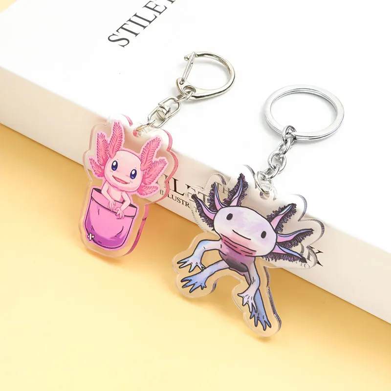 Lovely Axolotl Series Acrylic Keychain Men Women Trendy Accessories Creative Gifts Kawaii Animal Image Keyring Keys Bag Pendant