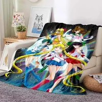 Anime Kawaii Sailor Moon Home Cartoon Printed Blanket Picnic Blanket Warm Flannel Soft and Comfortable Home Travel Birthday Gift
