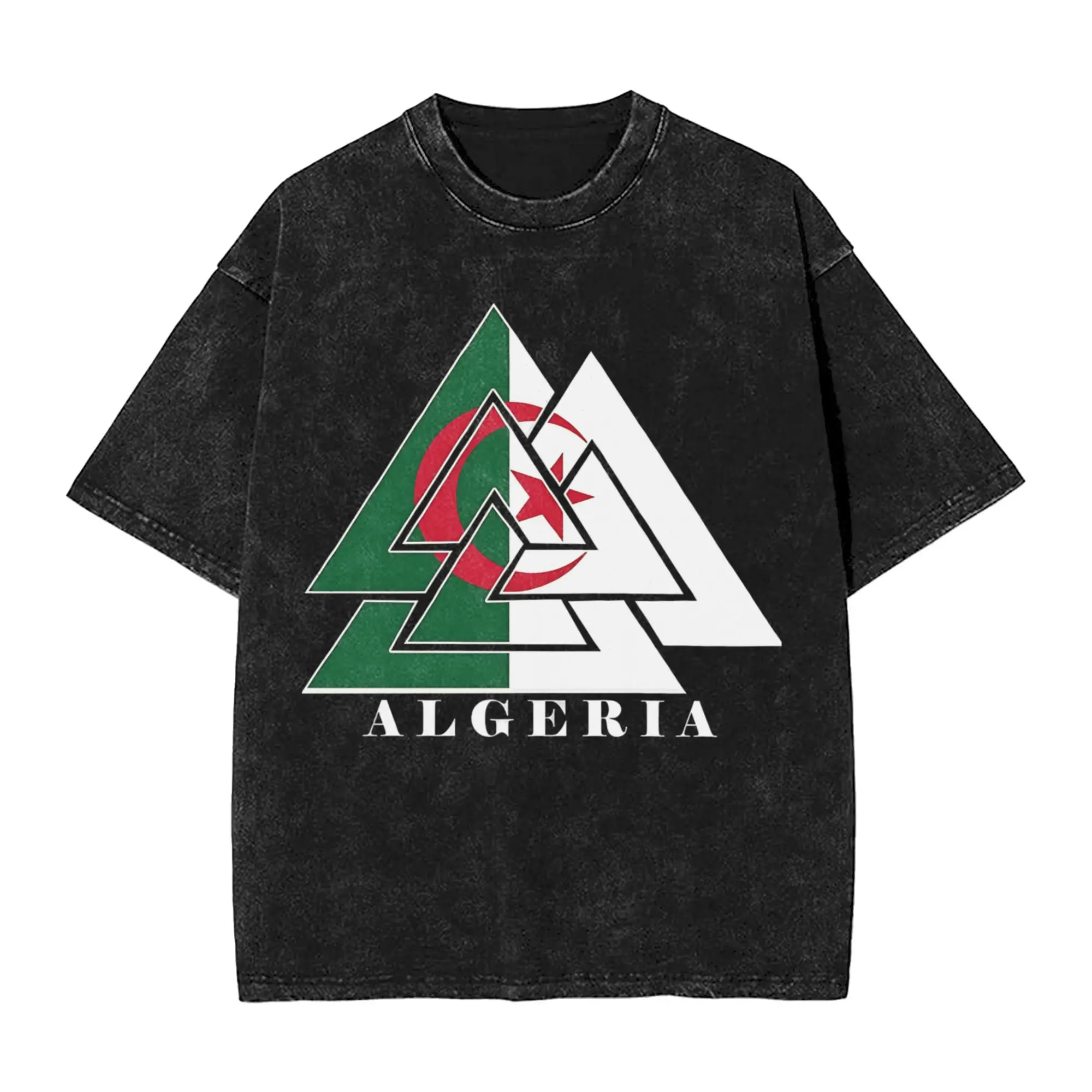 

Men Women Algeria Emblem Vintage Washed T Shirts Algerian 100% Cotton Clothing Novelty Short Sleeve Crewneck Tees Adult T-Shirt