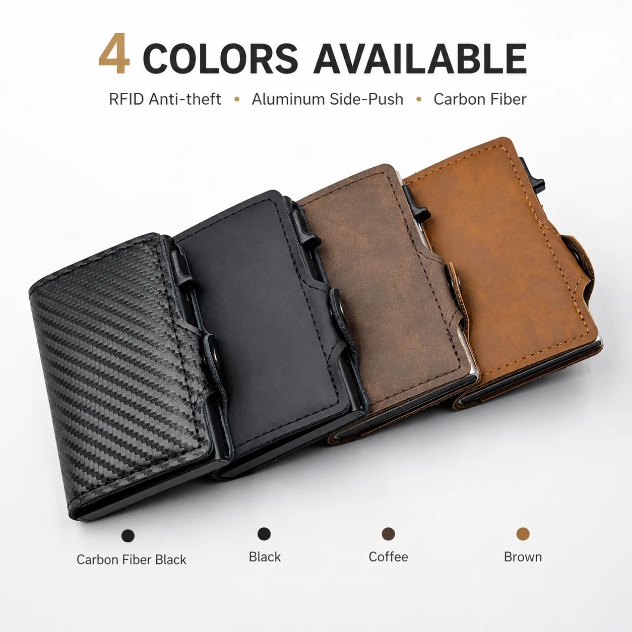 RFID-blockierender Pop-Up-Kartenhalter aus Kohlefaser, Herren-Geldbörse, minimalistisches Kredit- und Ausweiskartenetui, modische Geldbörse, Carteira Masculina – Detail 6