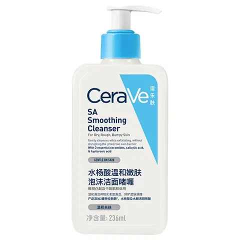 CeraVe SA 클렌저, 살리실산 클렌저, 히알루론산, 나이아신아마이드, 세라마이드가 포함된 BHA 얼굴 각질 제거제, 236ml