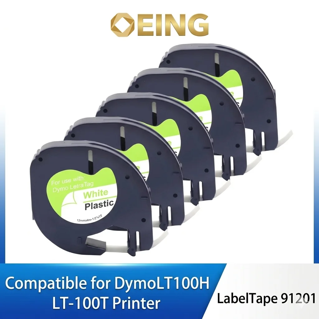 10PK 12mm Label Tape Compatible Dymo LetraTag 91201 91331 12267 91200 91202 Plastic LT Tape for LT100H LT100T