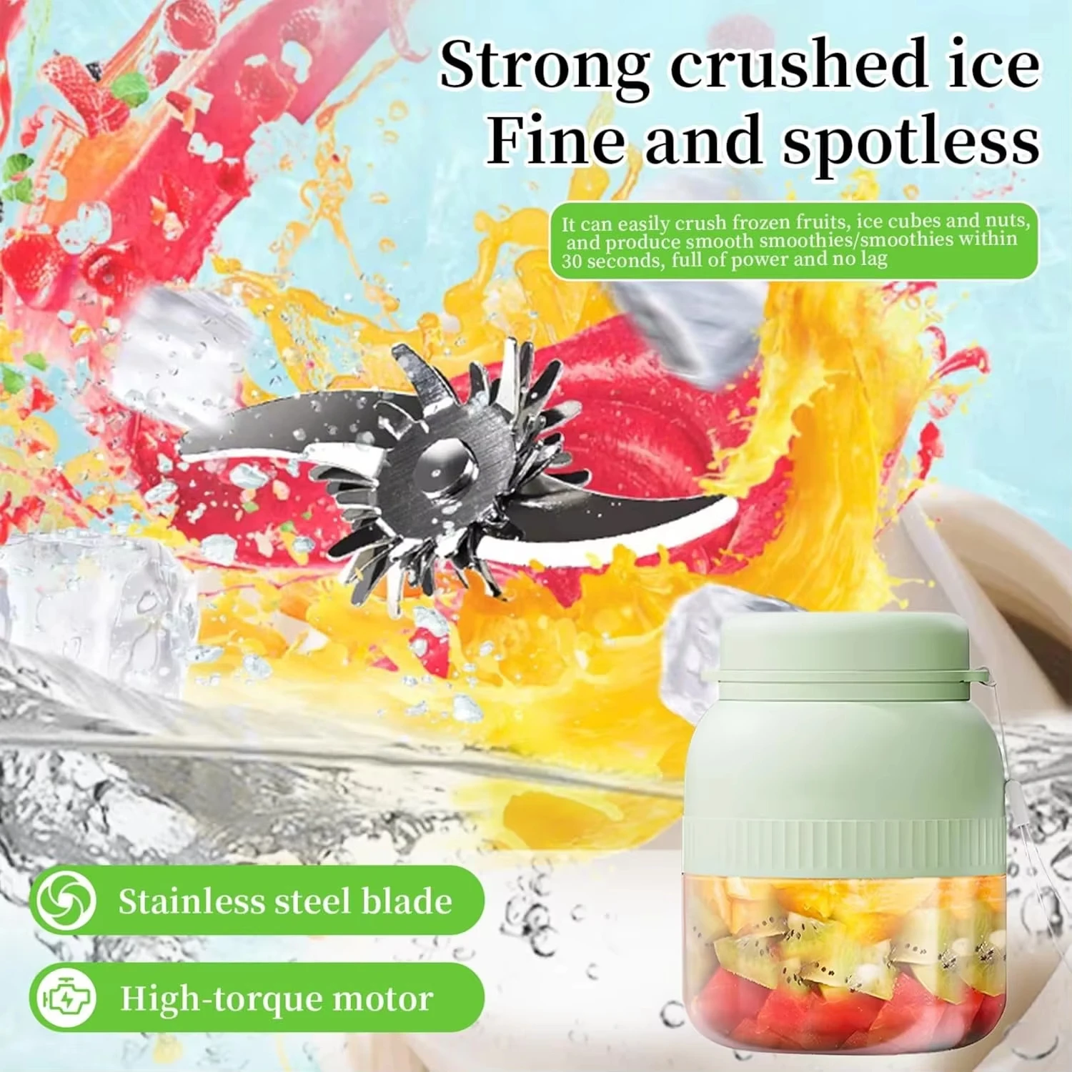 1 conjunto de copo liquidificador elétrico recarregável, máquina de suco fresco, copo misturador de vegetais e gelo, liquidificador portátil para viagem e escritório.