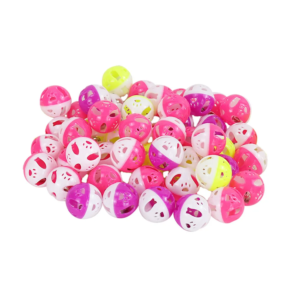 

60 шт. пластиковых мячиков-погремушек для котят с колокольчиком, высококачественные, для самостоятельной игры, гонок, развлечений, развития охотничьего инстинкта и интерактивных игр