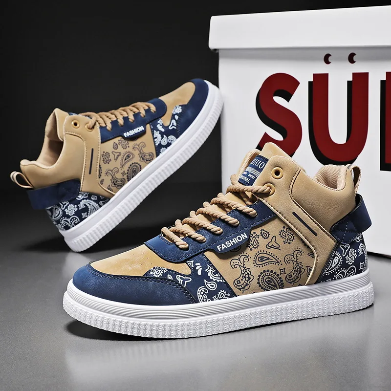 2024 Spring Autumn Green Men's High Top Skateboard Shoes Canvas Sneakers Platform Breathable Designer Vulcanized Shoes for Men