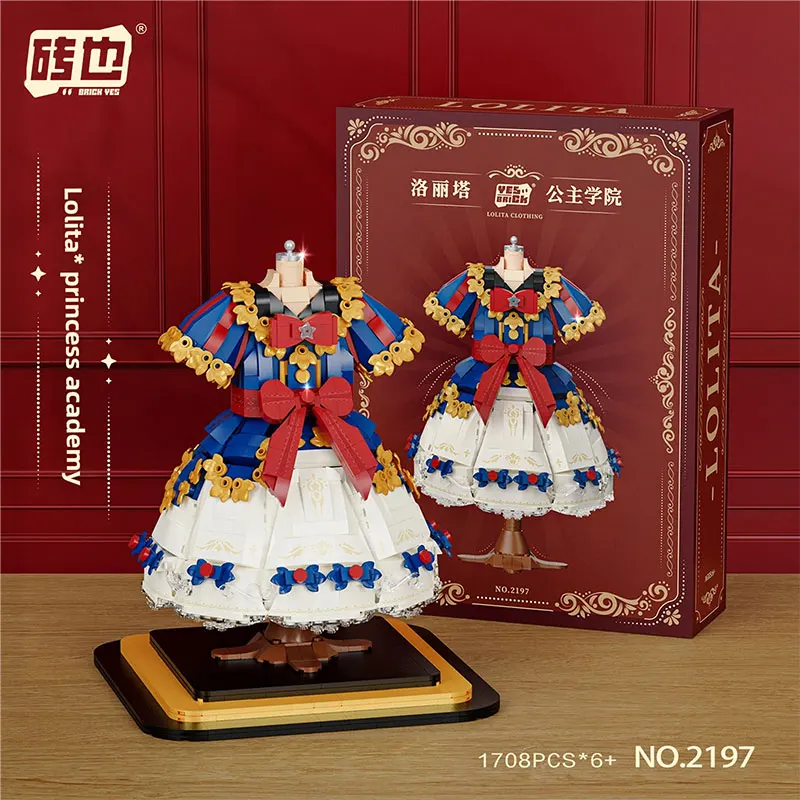 Lolita Princess Dress Girl anime Cartoon Assembly Building Block Clothes Lolita Skirt Toy Series Gift