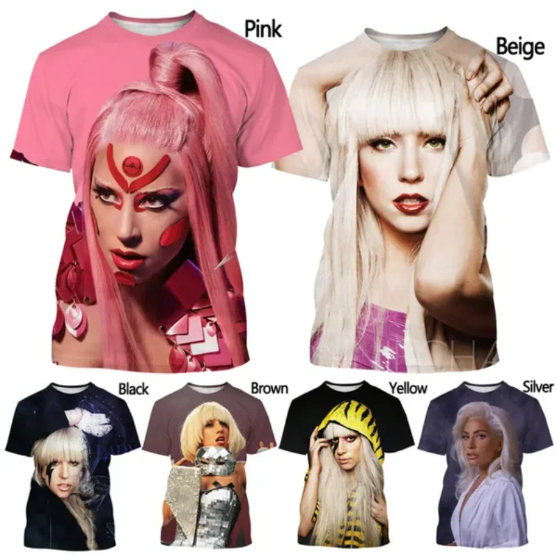 Fashion Men Clothing New Pop Female Singer Lady Gaga 3D Print T-shirt Hip Hop Street Unisex Tops Tees Harajuku Oversized T Shirt