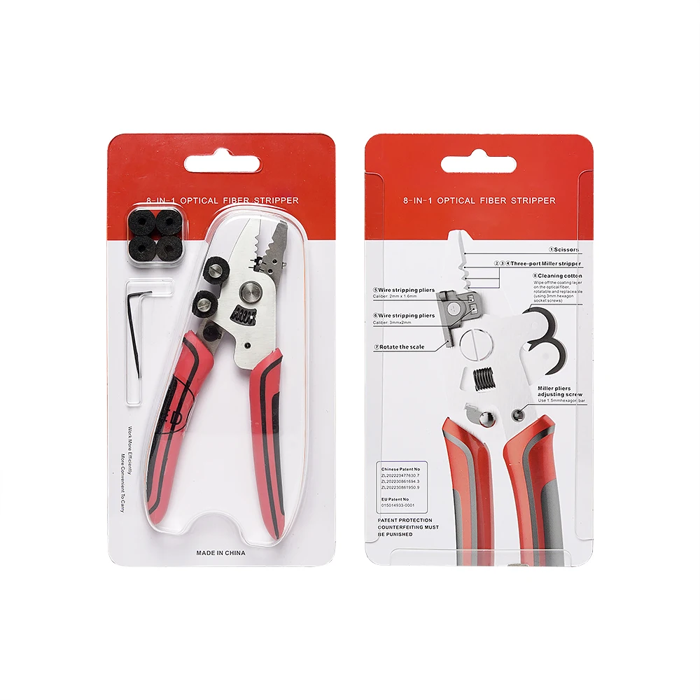 FCST Fiber Optical Stripper Plier 3 Port 8 in 1 Miler Plier for Fusion Splicer FTTH Tool Scissors