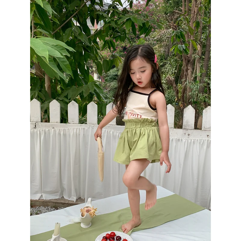 XTY-Girls' Shorts Summer2024New Children's Western Style Bud-Shaped Pants Children Outerwear Summer Baby Thin Pantskirt