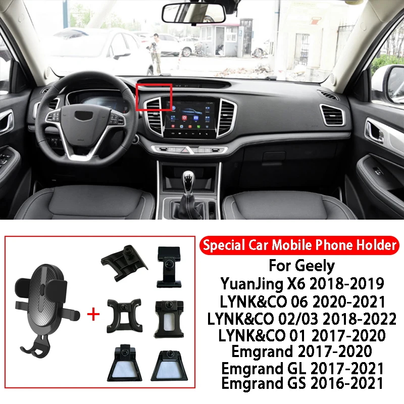 

Car Mobile Phone Holder For Geely YuanJing X6 LYNK&CO 01/02/03/06 Emgrand GL GS GPS Special Mount Support Car Accessories