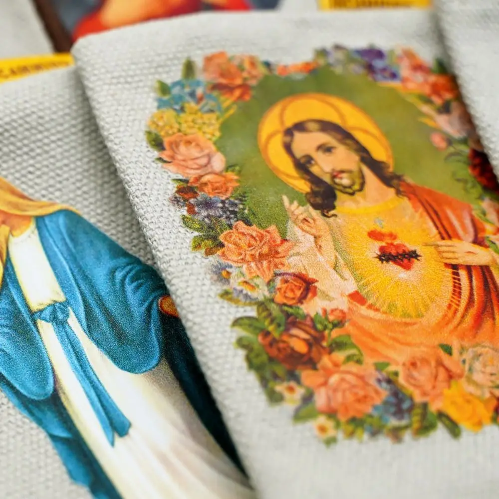 Virgin Mary Bead Storage Bag Elegant Zippered Christian Jewelry Organizer Cartoon Design Devout Rosary Storage Bag Devotees