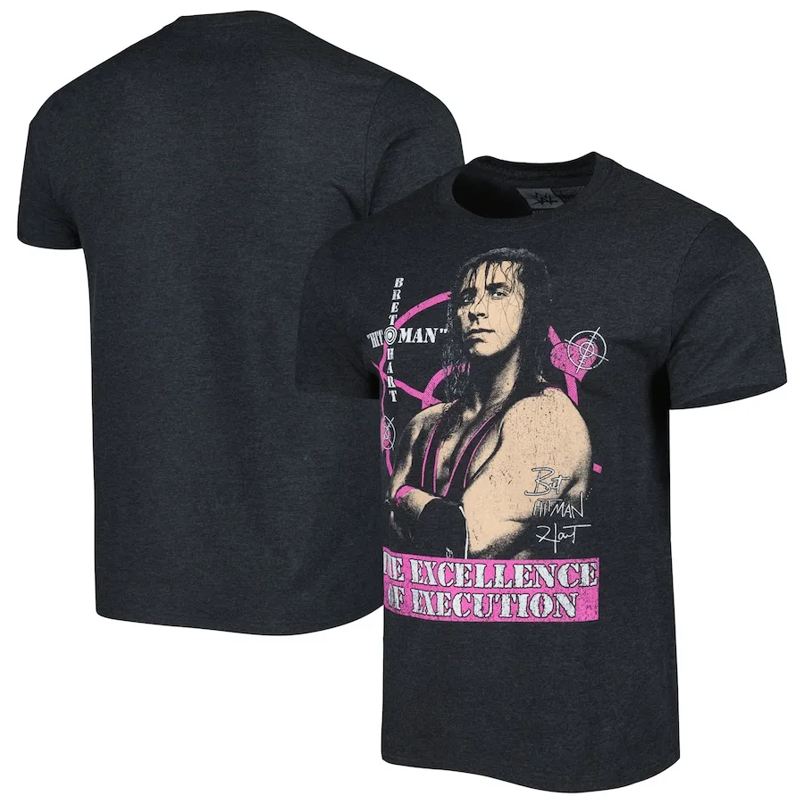 Men's Heather Black Bret Hart  Legends T-Shirt