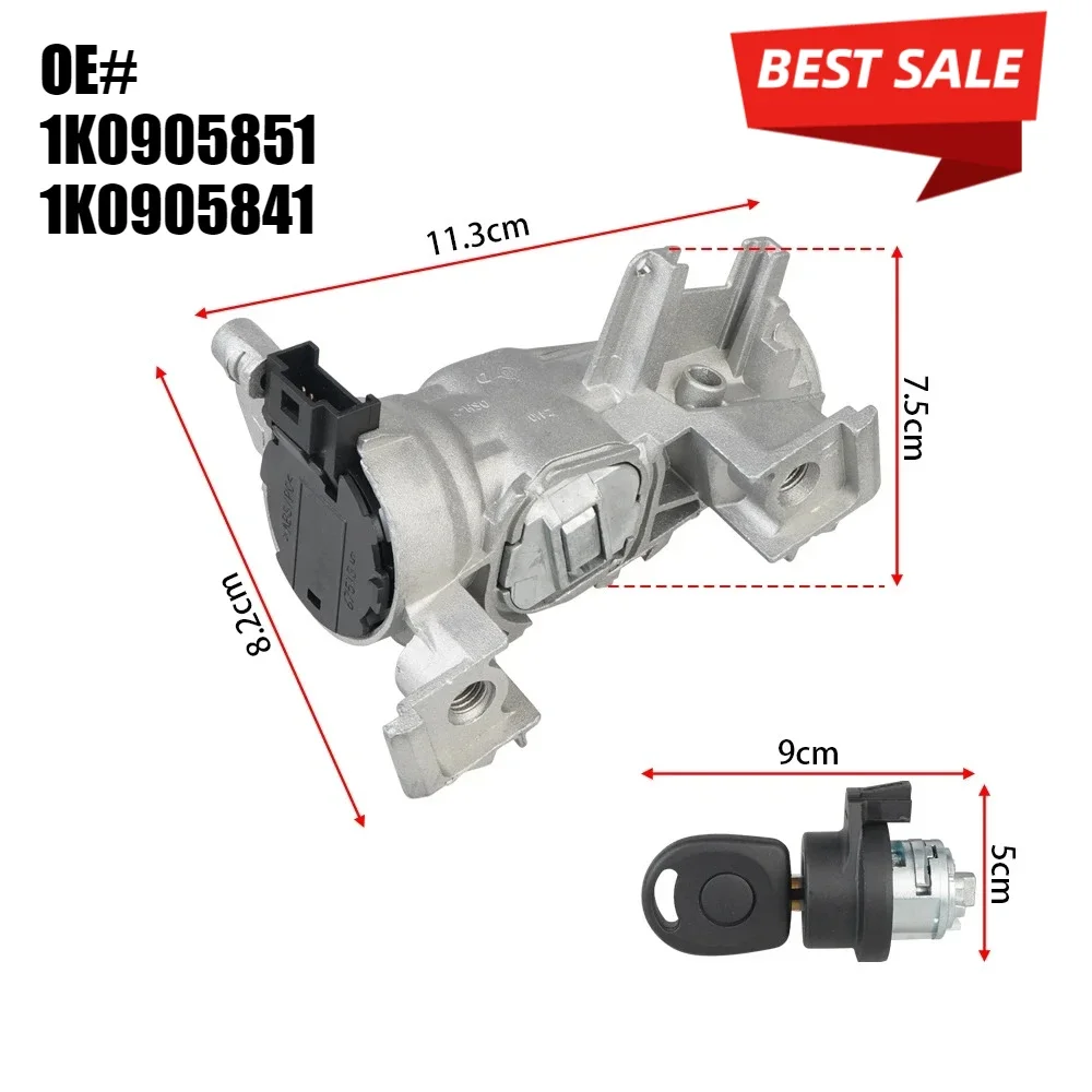 1K0905851B Lgnition Switch Combination Cylinder&Key For Audi A3 8P Touran Tiguan Caddy 2K  VW Golf 2004-2013 MK5 MK6