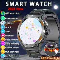 2024New For HUAWEI Xiaomi Outdoor Sport Smart Watch Men GPS Fitness Compass LED Flashlight 3ATM Waterproof BT5.3 Call Smartwatch