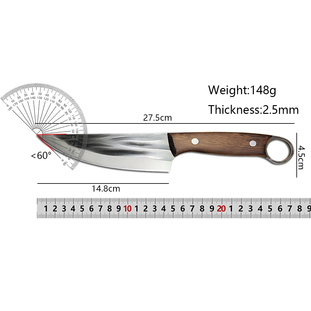 Full Tang Chef Knife Barbecue Fishing Knife with Sheath Cleaver Butcher Boning Meat Slicing Cutting Stainless Steel Kitchen Tool
