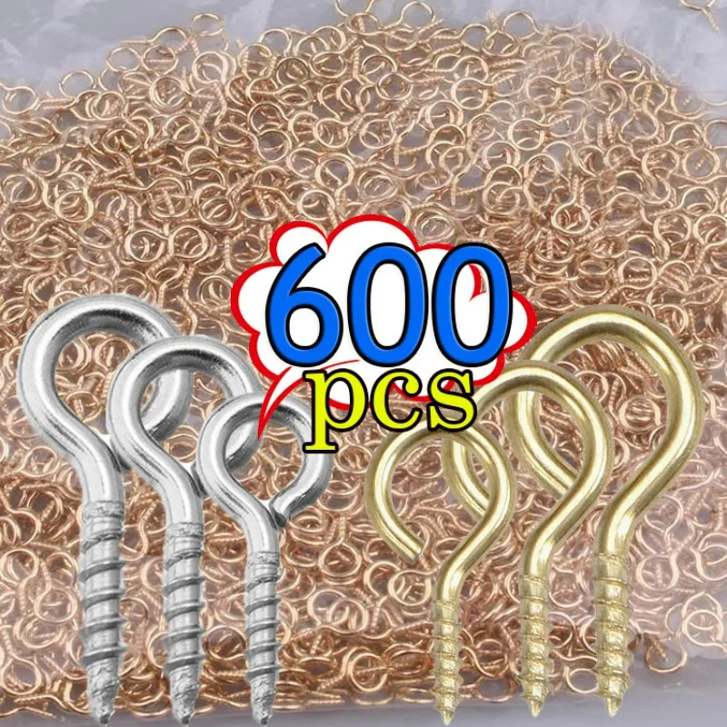 600/300pcs Stainless Steel Tiny Mini Eye Pins Eyepins Hooks Eyelets Screw Threaded Hook Jewelry Findings For Making Accessories