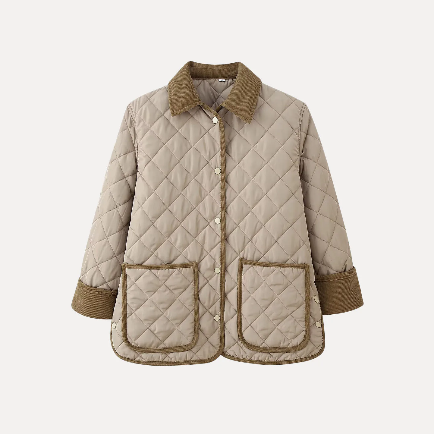 Loose Fit Quilted Coat Diamond Pattern Turn-down Collar Versatile Outerwear for Women Autumn 2025 Faion Personalized Z