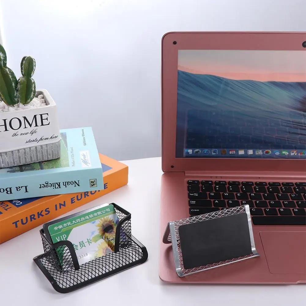 Display Bracket Mesh Card Metal Holder Metal Mesh Portable Business Card Display Stand Creative Metal Name Card Display Holder