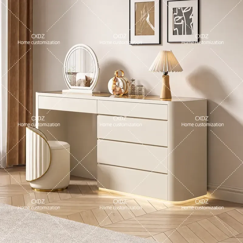 Italian Minimalist Solid Wood Dresser Chest Multifunctional Makeup Table Jewelry Cabinet Bedroom Storage Locker End of Bed