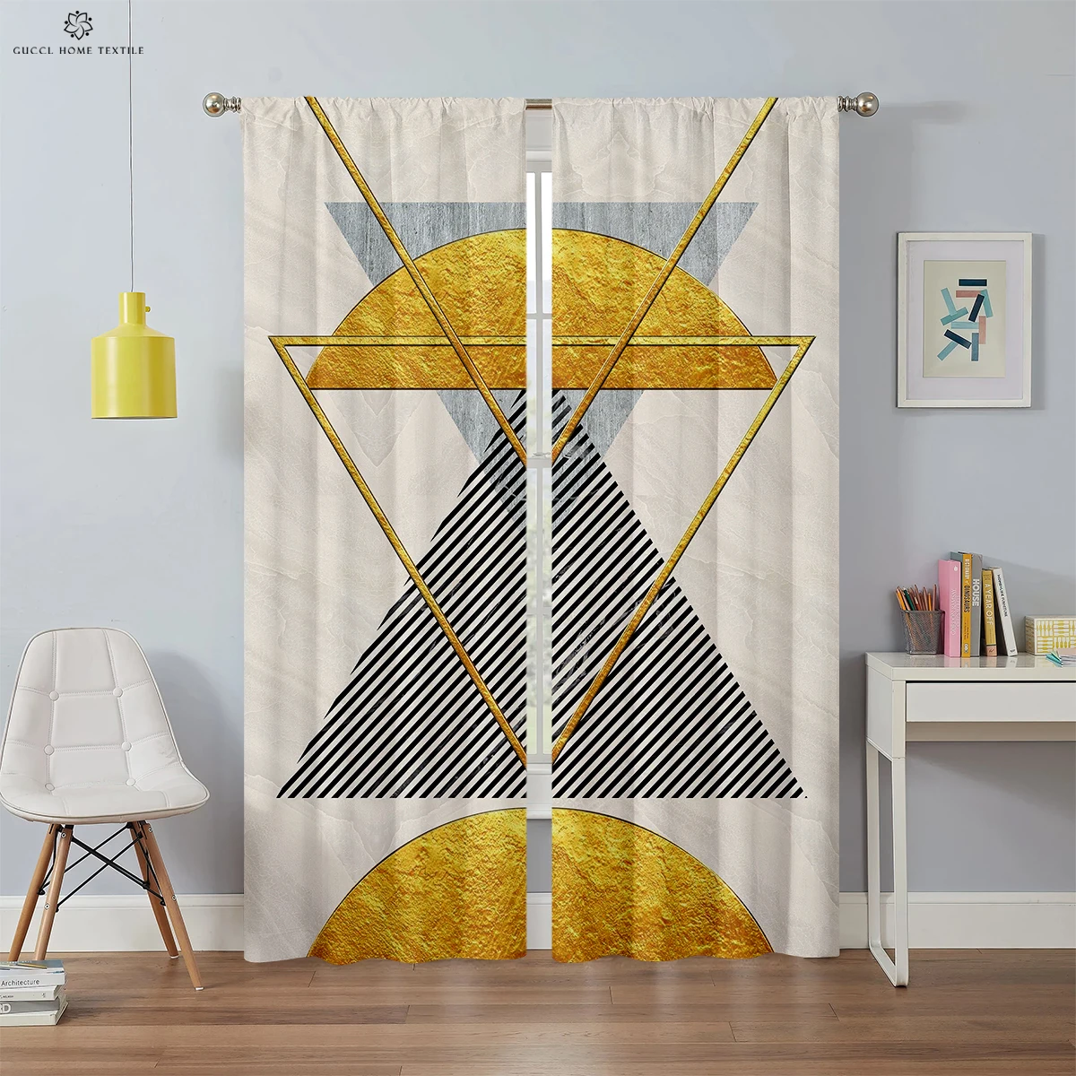 Colorful Geometric Simple Blackout Curtains, Heat Insulation, Bedroom, Living Room, Kitchen, 2 PCs, Can Be Customized