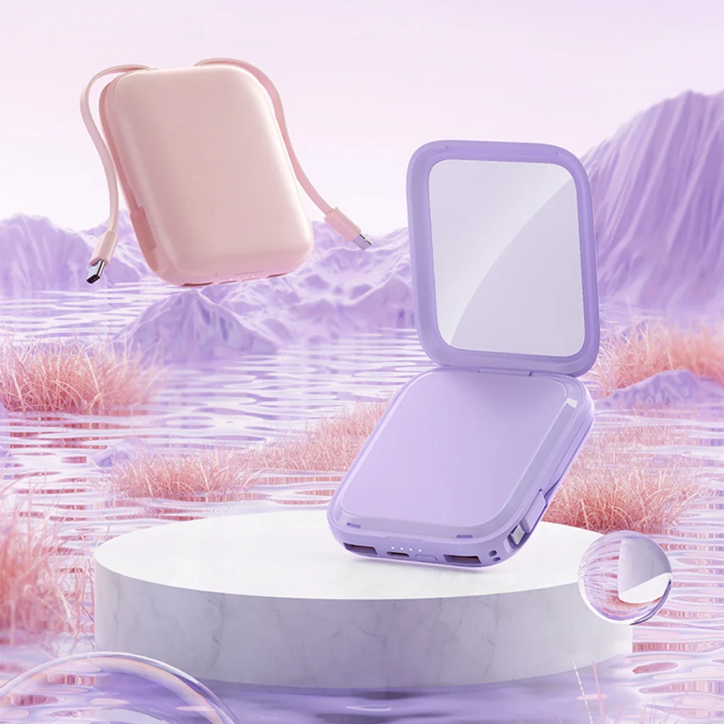 Портативный внешний аккумулятор емкостью 20000 мАч для телефона, компактный и портативный, с зеркалом для макияжа, встроенный большой Портативный внешний аккумулятор емкостью 20000 мАч для телефона, компактный и портативный, с зеркалом для макияжа, встроенный большой