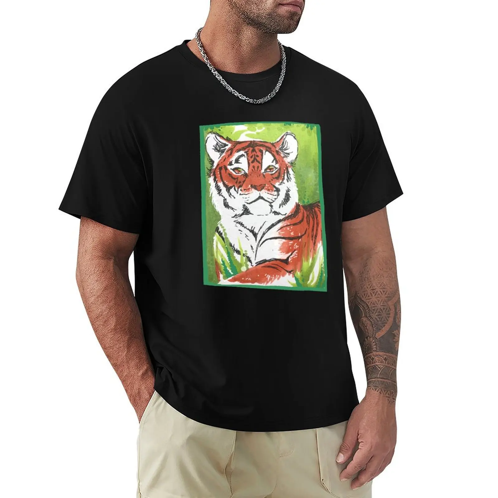 Tiger T-Shirt Basic All Season Solid T-Shirt