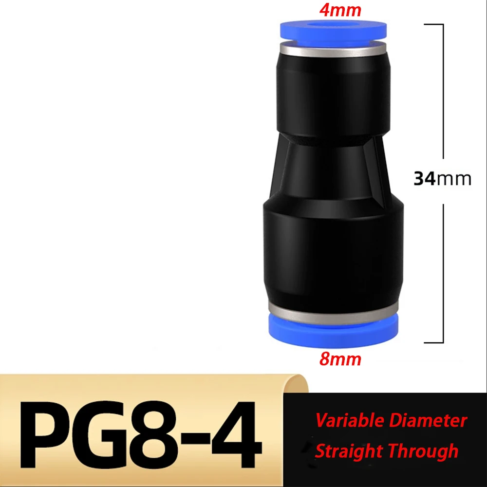 1 pièces tuyau de Joint pneumatique tuyau de Joint PG droit à travers OD 4 6 8 10 12 14mm tuyau PBT plastique Push In Air connecteur rapide
