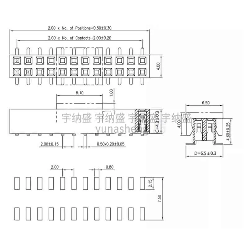 10pcs 2.0mm SMD PH4.3mm/PH2.0mm  Double Row 2X3/5/7/9/10/12/18/24P  Standard Short ProfilePCB SMT Socket Gold Female Header