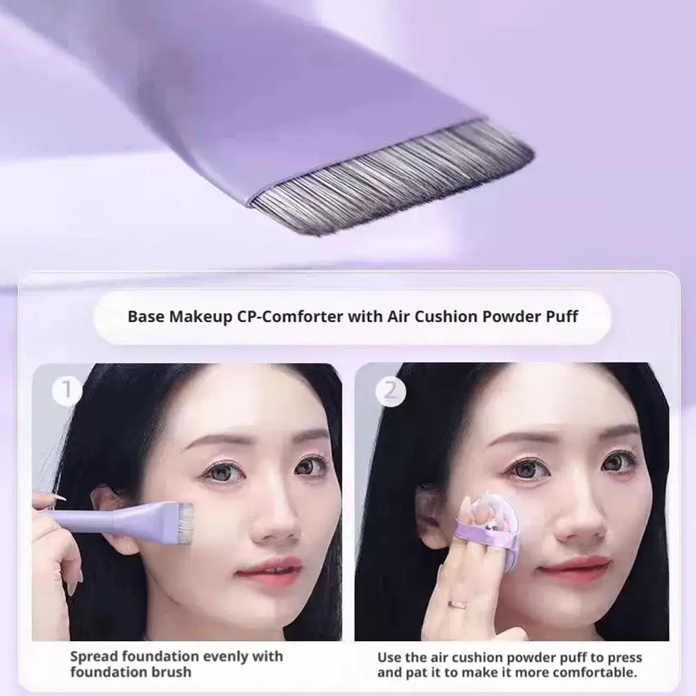 Zestaw płaskich pędzli do podkładu, uniwersalny pędzel do podkładu, gładki, ultra-cienkie włosie nylonowe, pędzel do podkładu o owalnym kształcie, Perf