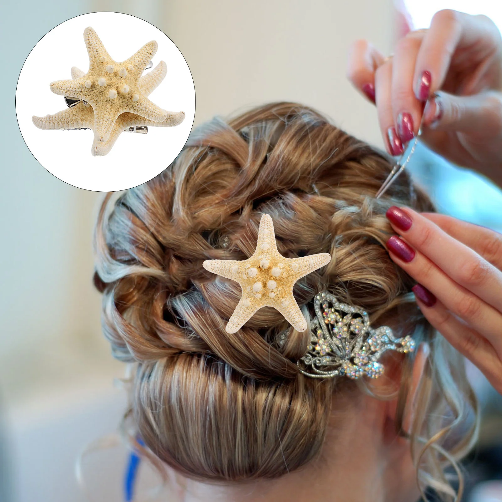 4 Pcs Hair Accessories for Girls Sea Star Clip Halloween Beach Five-pointed Hairpin