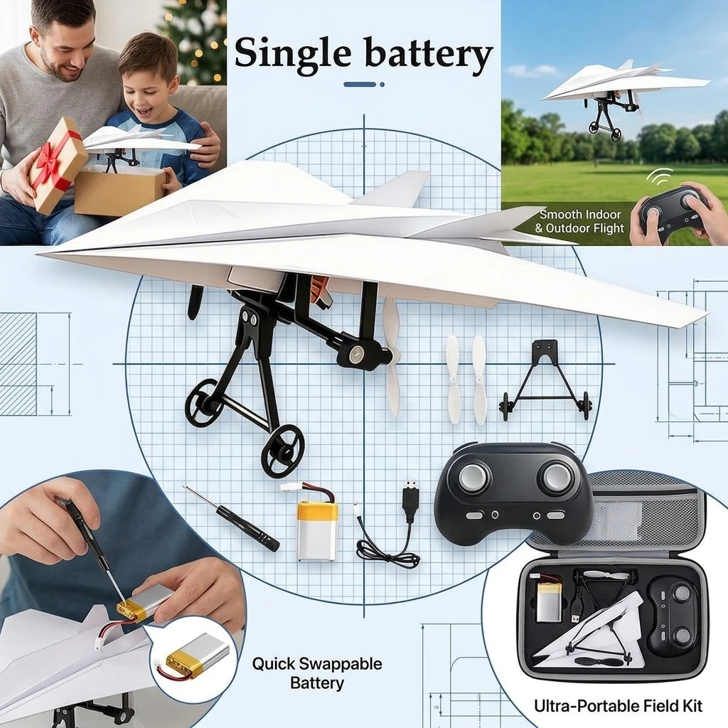 DIY Papierflugzeug-Bausatz Flugzeugspielzeug mit Gyro-Stabilisator Elektrisches Ferngesteuertes Flugzeug für Jungen Mädchen Garten Park Strand 2026 Neu
