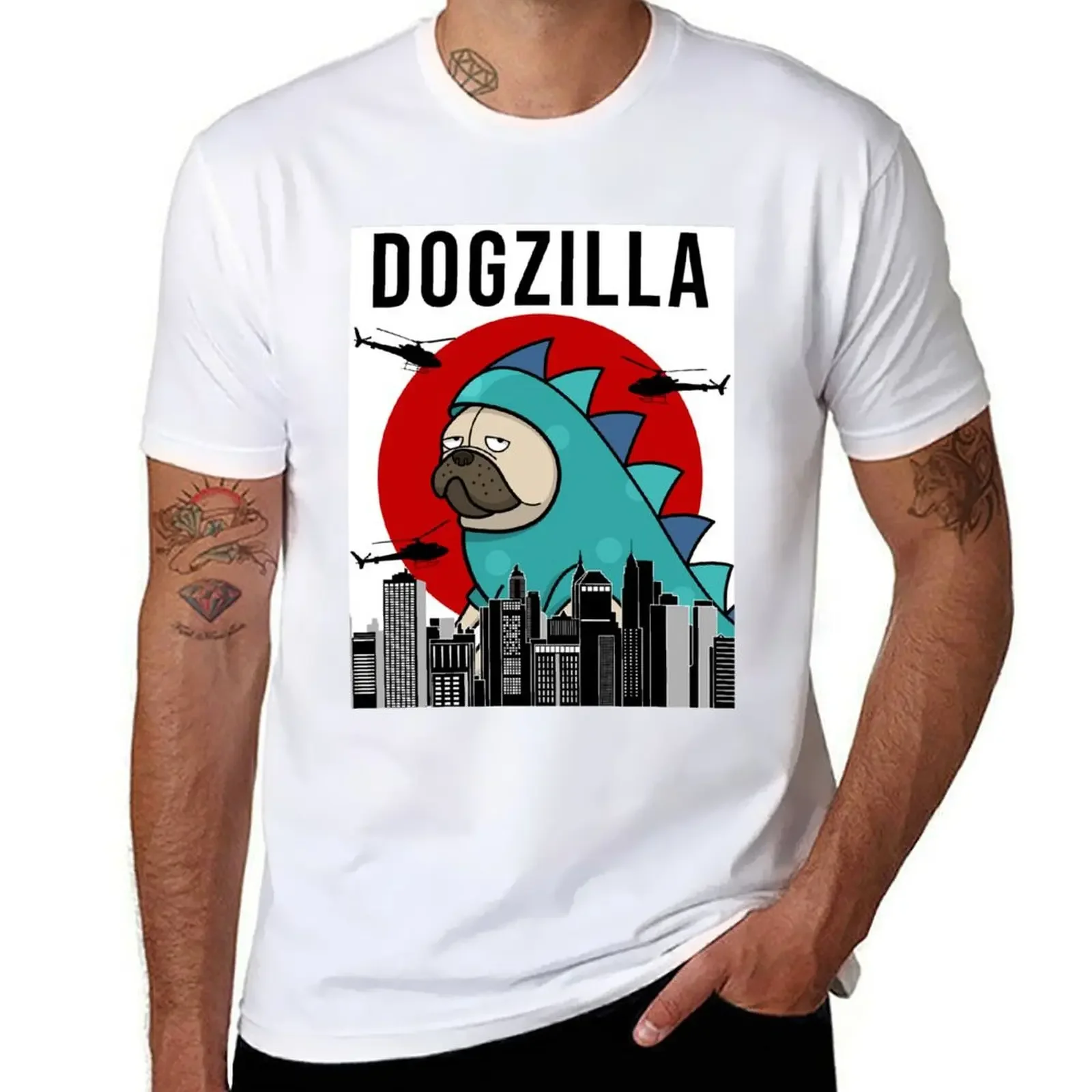 cute tops new edition customs design your own men t shirt Pug Dogzilla Funny Dog Japanese T-Shirt  COTTON  graphic t shirts