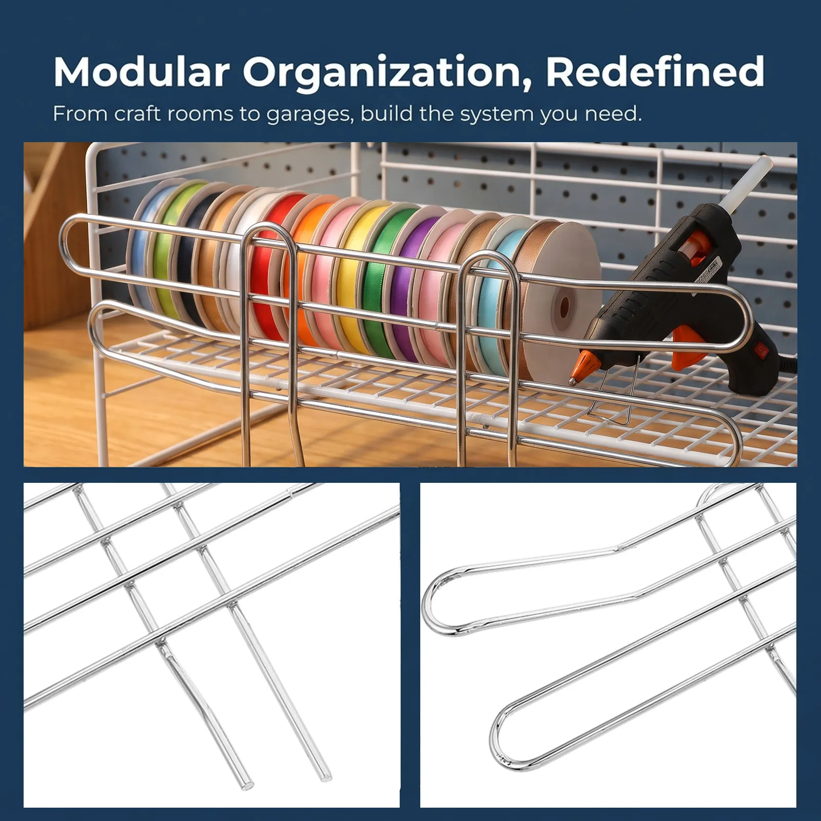 Metal Bookshelf Rail Wire Shelf Ledge Antifall Retaining Bar Guard Rail Barrier Smooth Edge Shelf Guard for Workshop Garage DIY