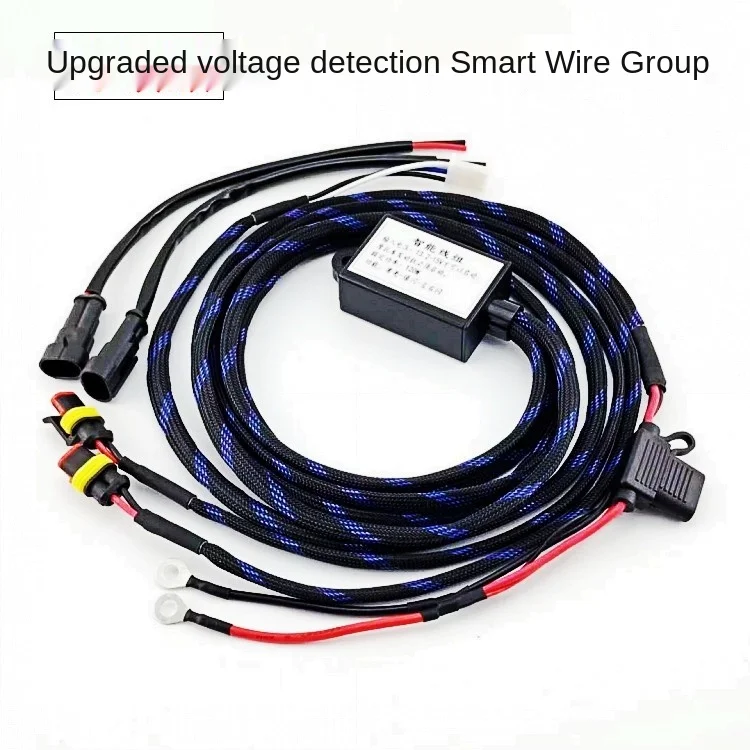 

Motorcycle LED Spotlight Switch One-to-Two Headlight Wire Group Relay Intelligent Flash Wiring Harness Voltage Detection Model