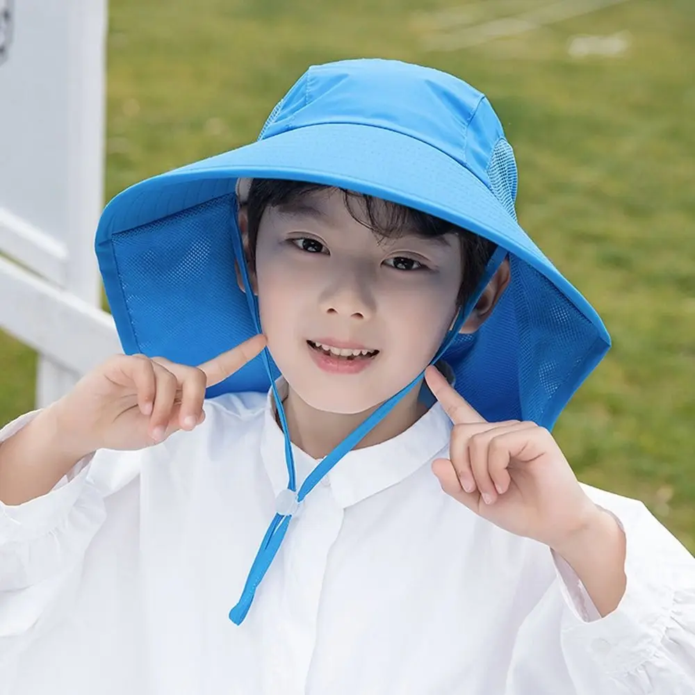 

Casual Solid Color Children Bucket Hat Fisherman Hat Wide Brim Sunscreen Cap Hiking Cap Visor Cap Summer Sun Hat Baby