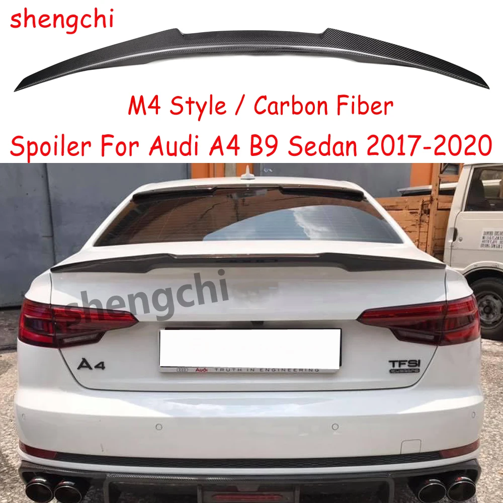 

A4 B9 M4 Style Carbon Fiber Rear Trunk Spoiler Wings for Audi A4 B9 4-Door Sedan spoiler duck tail Car Accessories 2017-2020