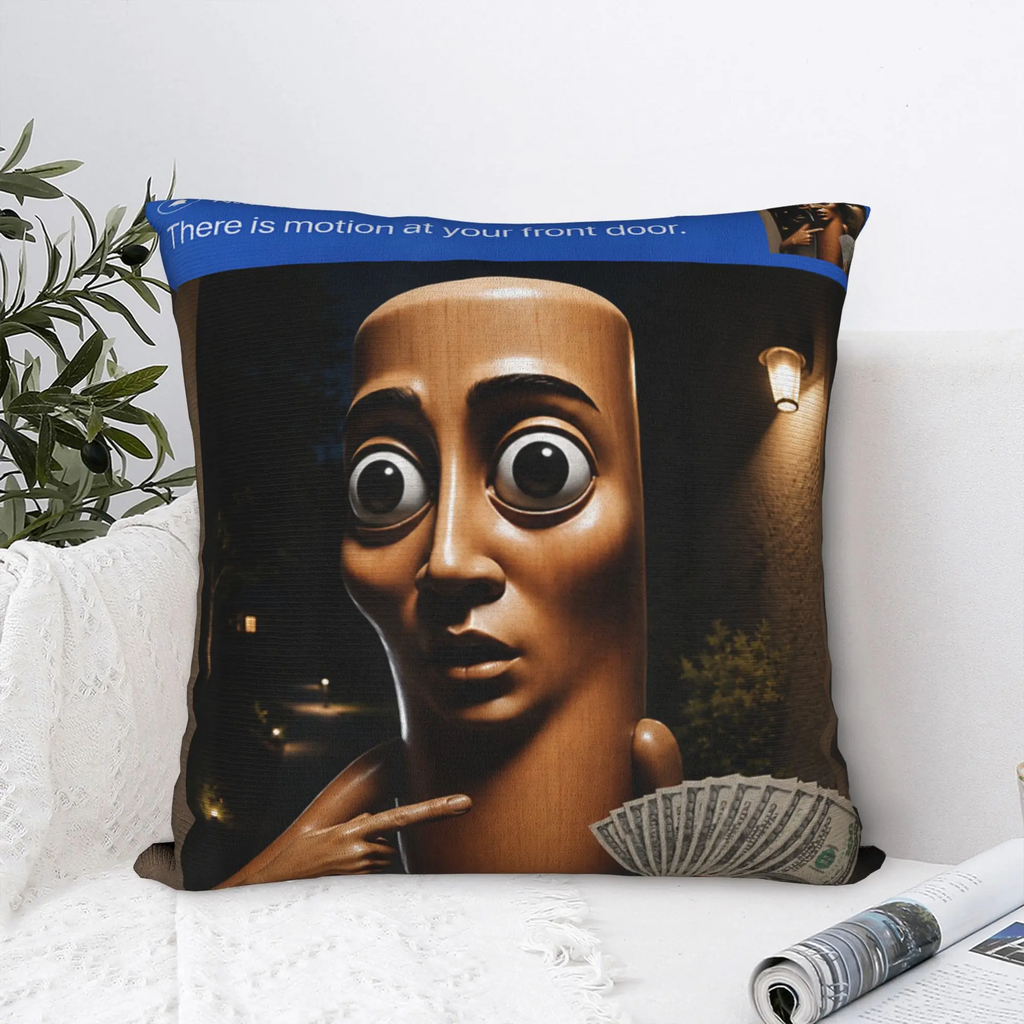 There is Motion at Your Front Tung Tung Sahur Money Pillow Case Comfy Pillow Cover Novelty Pillowcases For Living Room Chair