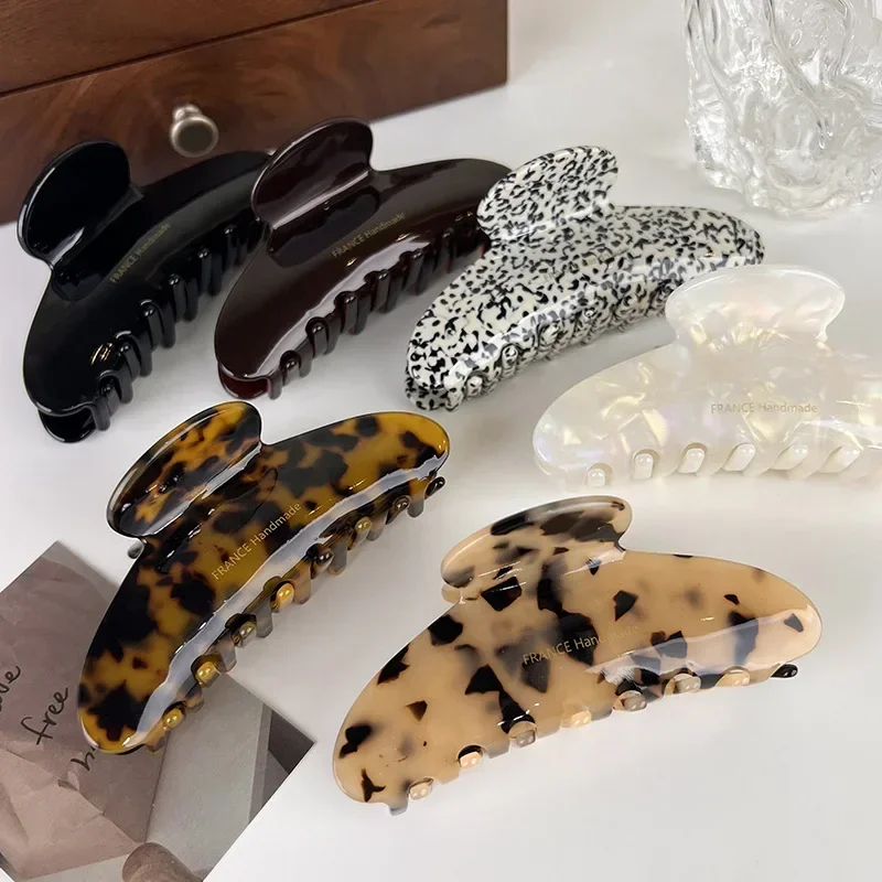 

Retro High Quality Acetate Hair Claw Large Barrettes For Women Elegant Hairpin Shark Clip Lady Leopard Hair Clips Headdress