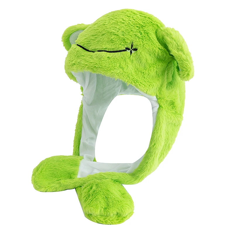 ﻿ نمط جديد للجنسين مضحك الأذن قبعة الضفدع الحيوان نمط زوجين لطيف الأذن تتحرك حتى قبعة الرجال النساء آذان الأرانب الشتاء القبعات الجميلة ﻿