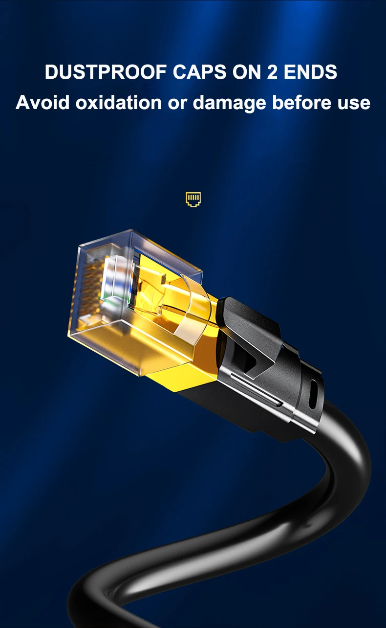 Samzhe Cat8 Ethernet-Kabel SFTP 40 Gbit/s 2000 MHz RJ45-Netzwerkkabel Vergoldeter Anschluss für Router-Modem CAT8/7/6 LAN-Kabel – Detail 7