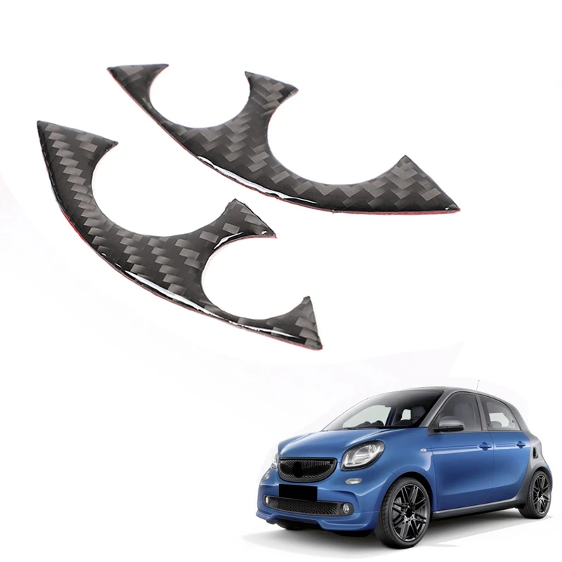 2Pcs/Set Car Carbon Fiber Steering Wheel Decoration Cover Trim Sticker Fit for Benz Smart 453 Fortwo 2016-2021